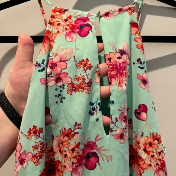 NYMPHE - Romantic Beachy Green Floral Dress | Size L - Picture 7 of 15